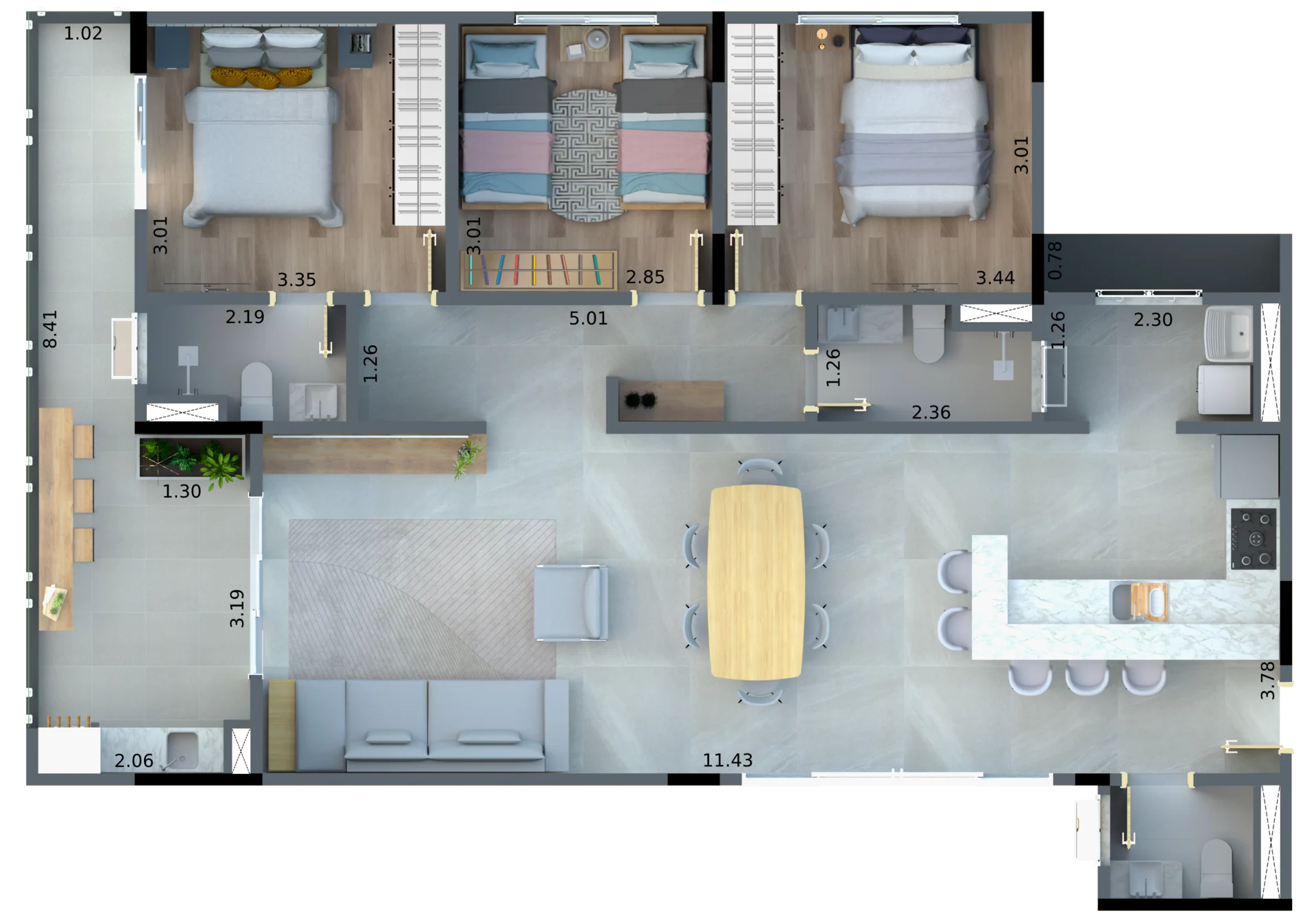 Planta Apartamento Lateral Safira